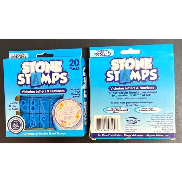 Stone Stamps 20 Pack Victorian Letters & Numbers Double-Sided Rubber Stamps - Picture 2 of 2